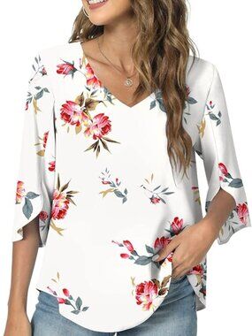 Women's V-Neck Tunic Style Blouse, Size 2XL